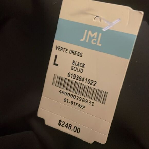 J. McLaughlin Dress NWT Verte in Black Faux Wrap Knee Length Size Large - Picture 6 of 10